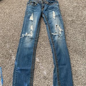 Machine jeans size 27 3 4 distressed and destroyed skinny stretch